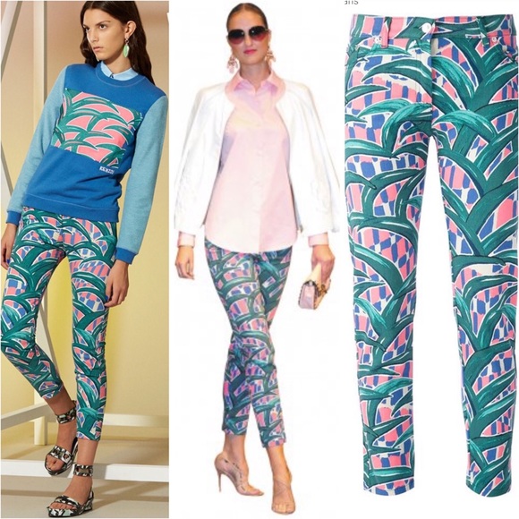 Kenzo Denim - NWT Kenzo leaf print skinny ankle jeans